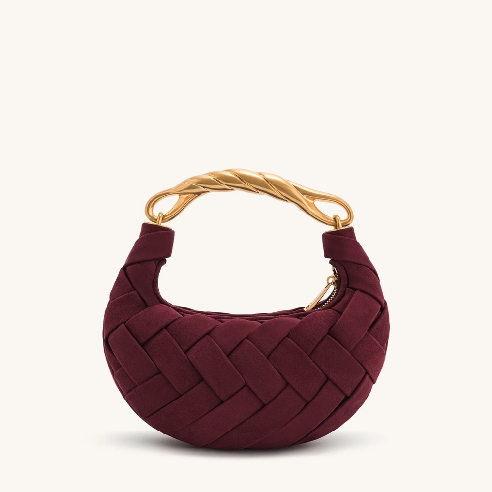 Elegant Burgundy Woven Handle Bag